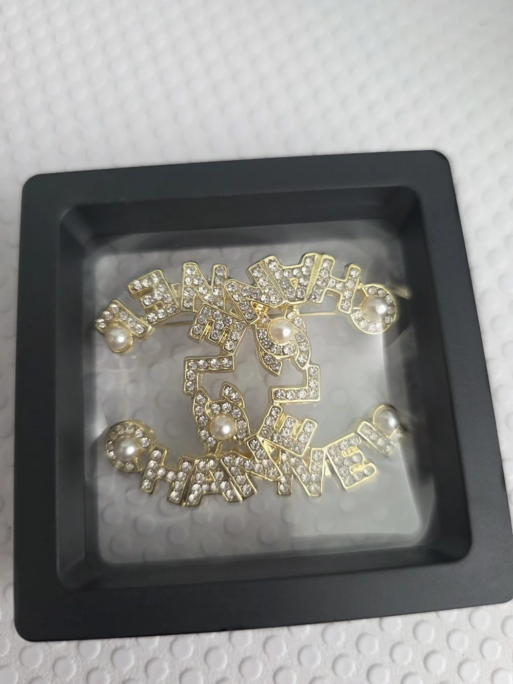 CHANEL Gold Pearl & Crystal CC Logo Brooch